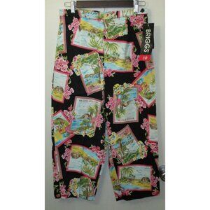 NWT Briggs Tropical Beach Print Women's Capri High Waisted Pants SZ 10 VTG 90s